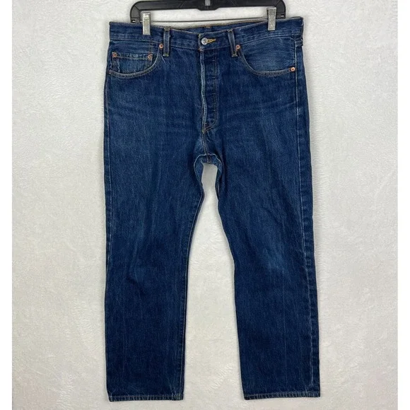 Vintage Levis 501 Jeans Mens 34x30 Straight Button Fly Blue Original Fit Y2K - Picture 2 of 12